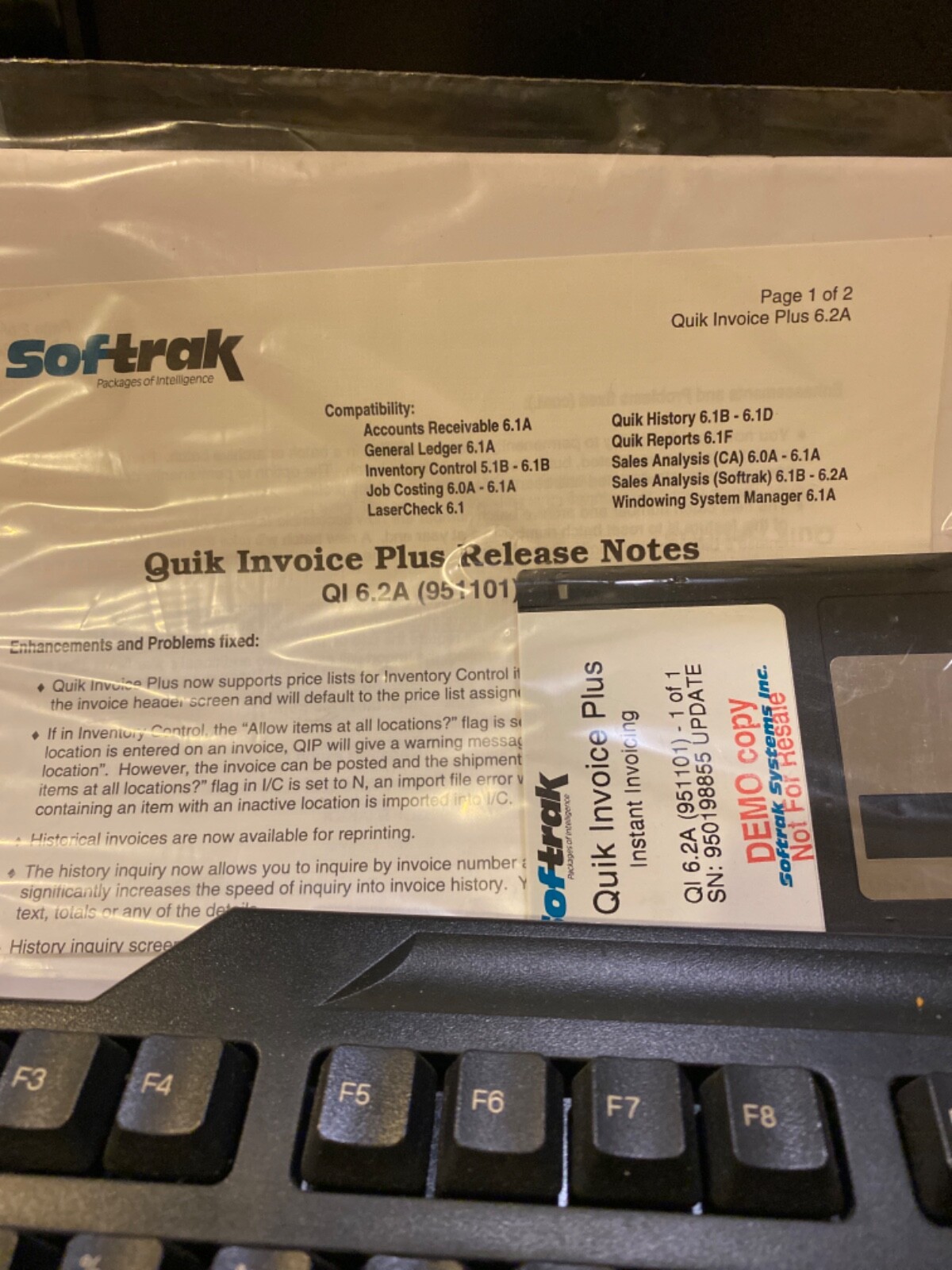 NEW $495 Accpac Plus Accounting Software Quik Invoice Plus Version 6.2A NFR
