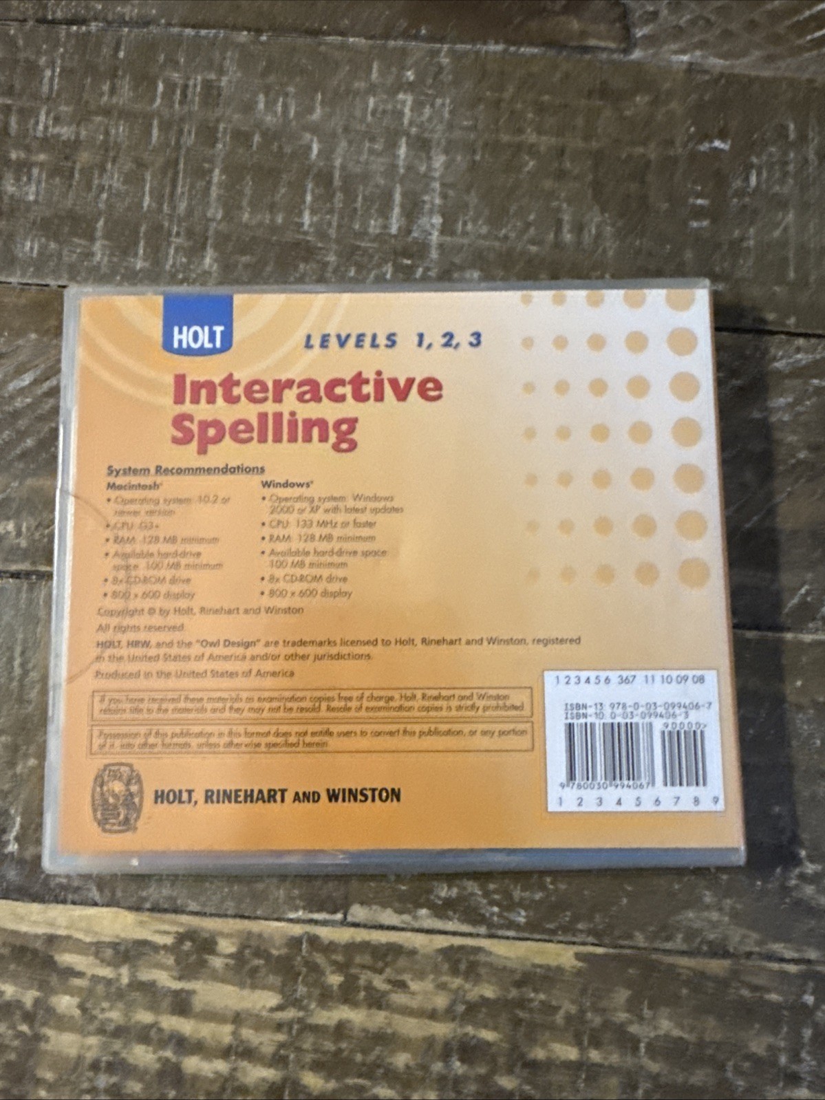Holt Interactive Spelling Levels 1-3 PC Software
