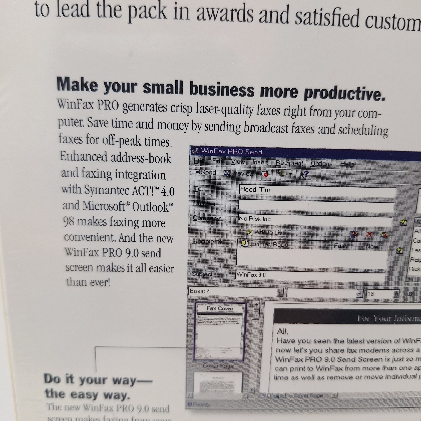 Symantec WinFax Pro Version 9.0 BRAND NEW FACTORY SEALED vintage Windows PC