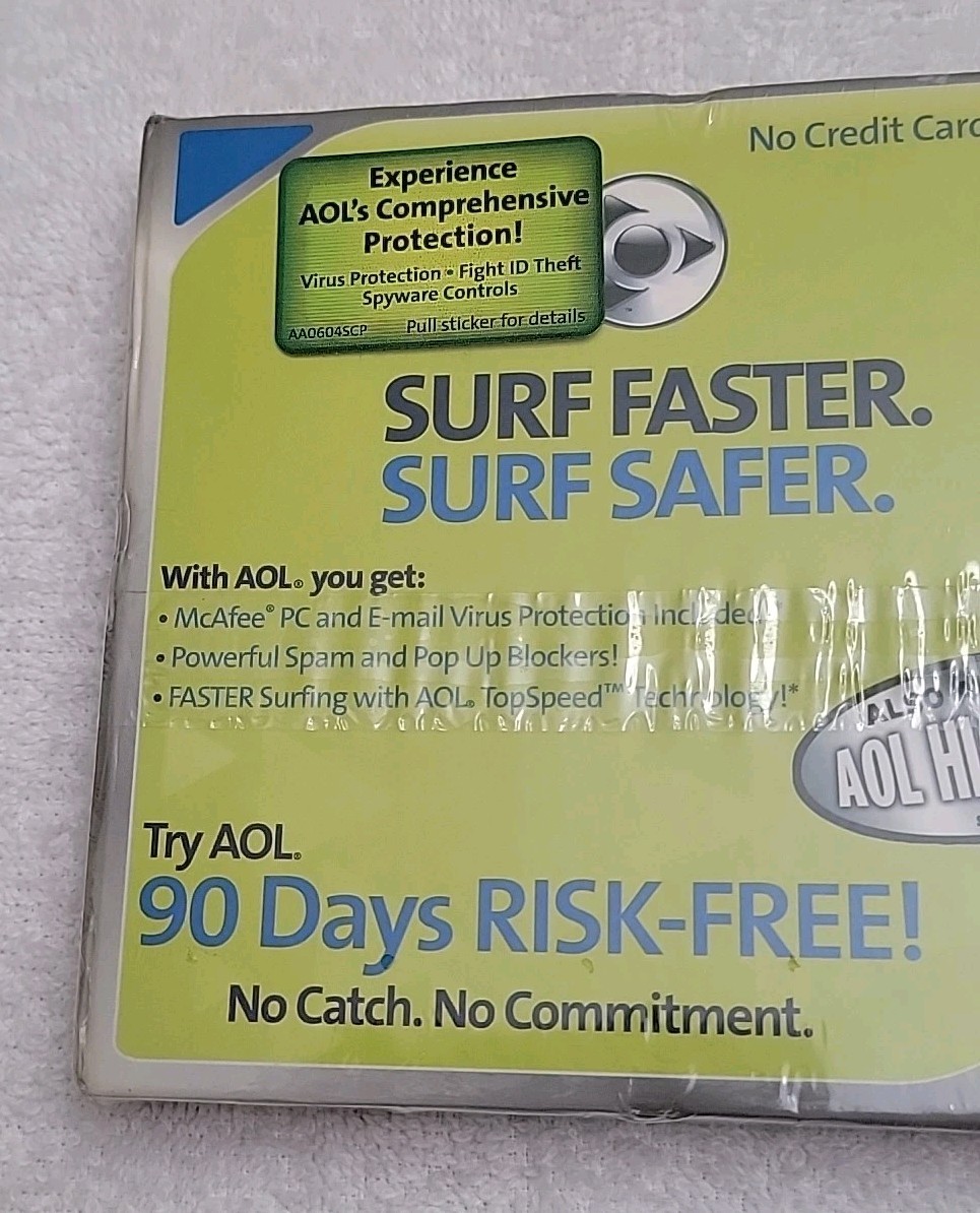 AOL CD-ROM America Online Software Surf Faster Factory Sealed 50 Free Games