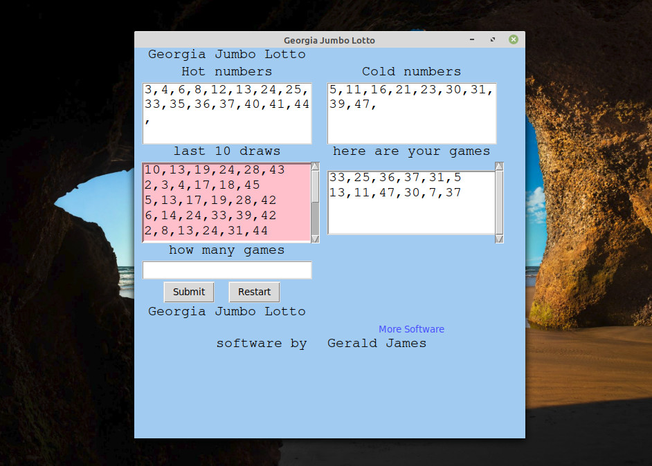 Georgia Jumbo Lotto Lottery Numbers software DVD for Windows 7 & 8 & 10