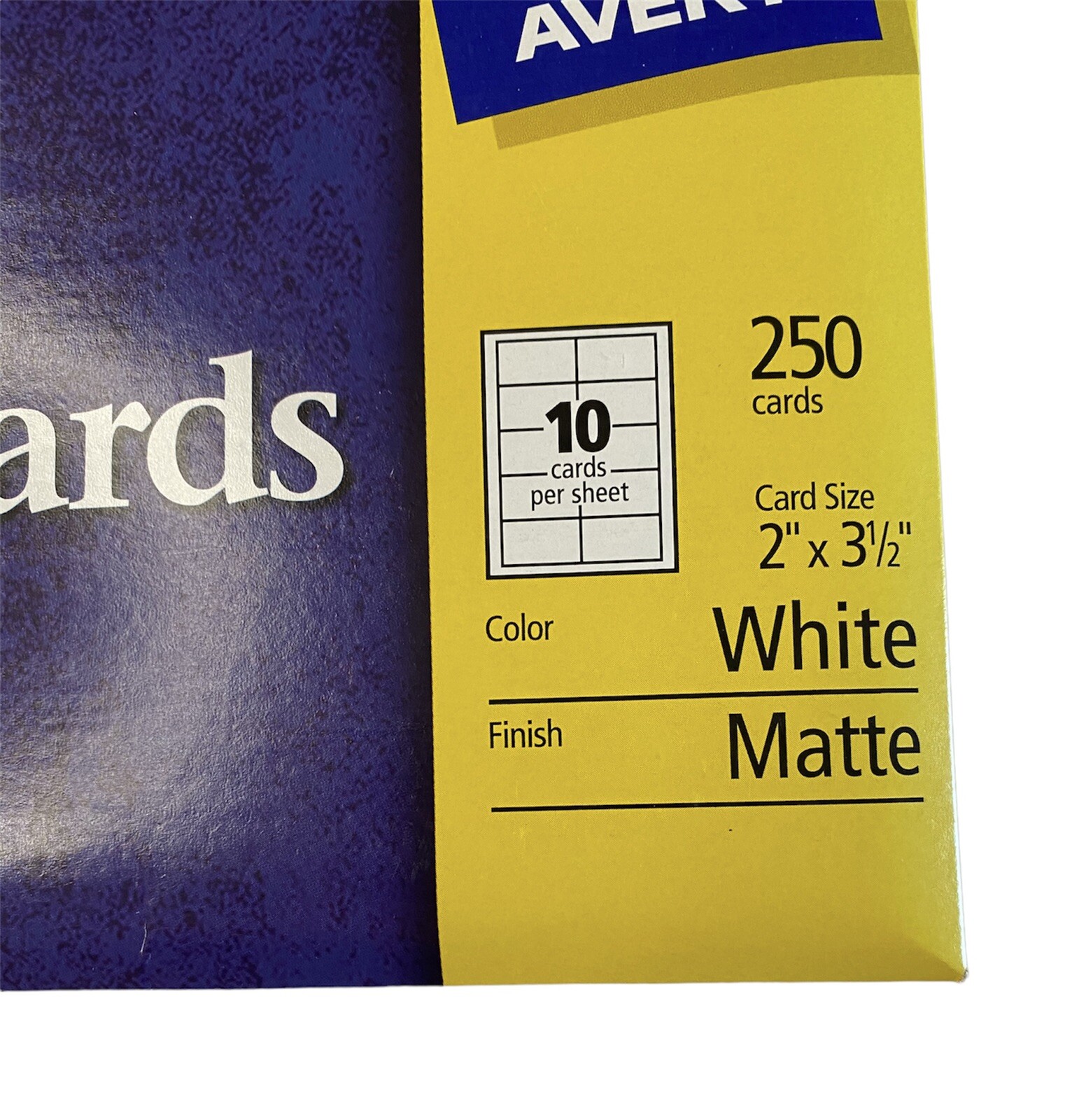 Avery Matt White Business Cards 8371 250 cards 2”x3 1/2” For Ink Jet Printers