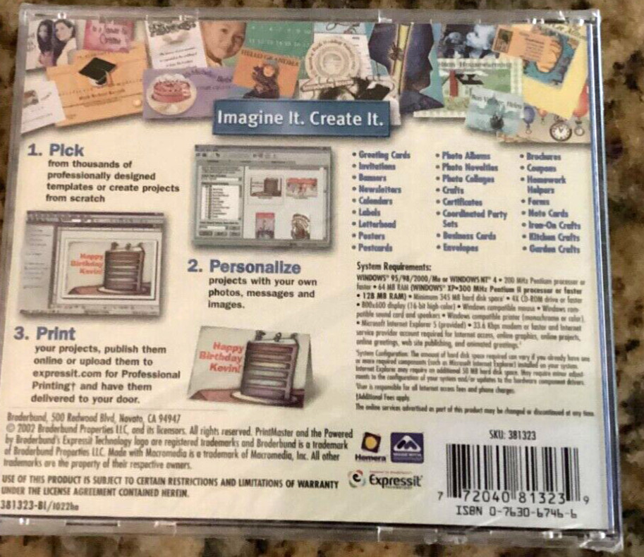2002 NEW “ Broderbund” Print Master Silver 12 NEW and Sealed