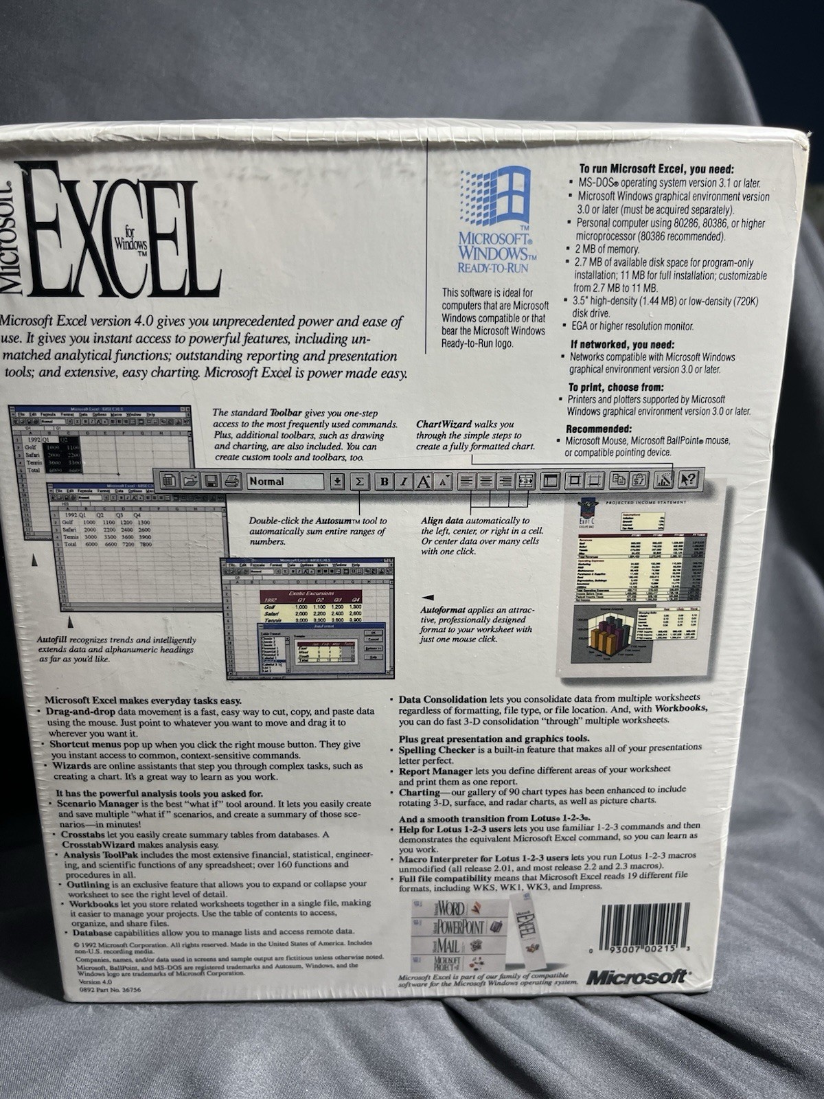 New! Old Stock! Sealed! Microsoft Excel 4.0 For Windows
