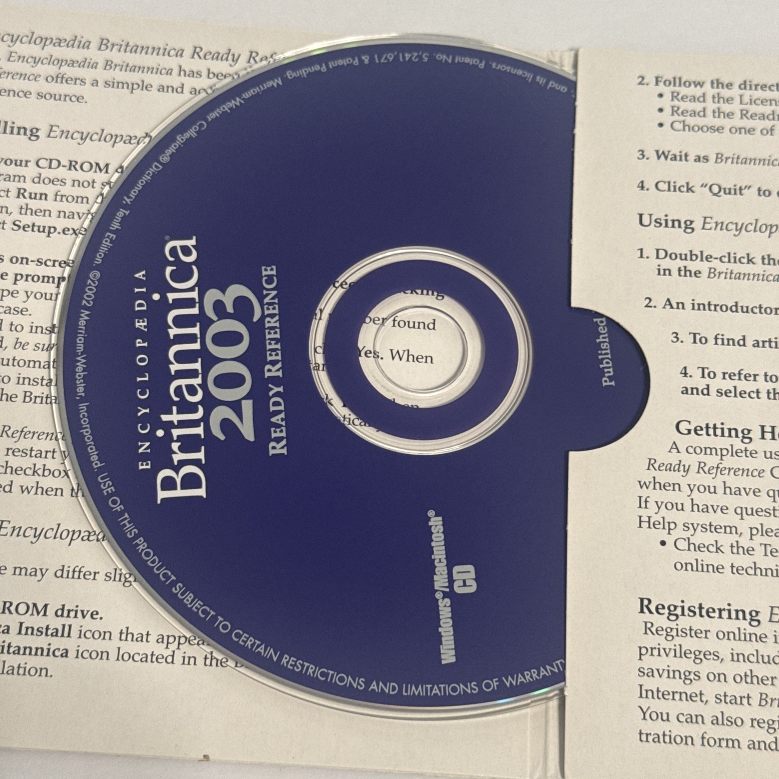 Encyclopaedia Britannica 2003 PC CD-ROM Software Great Condition