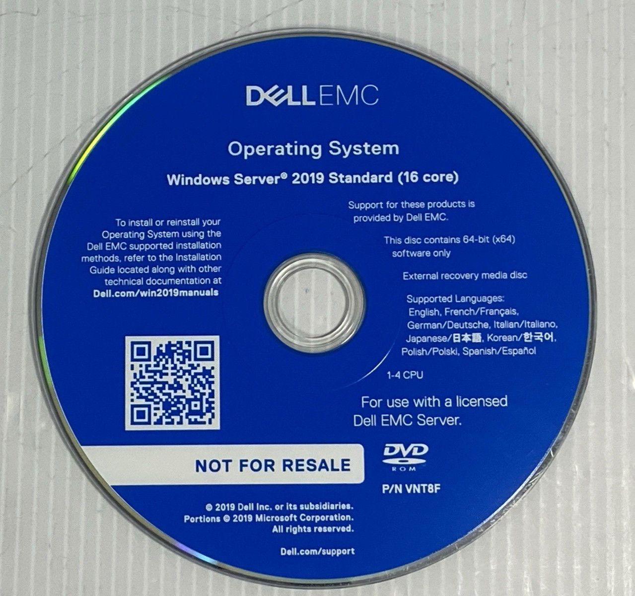 Dell Microsoft Windows Server 2019 Standard 16 Core Install DVD (no key)