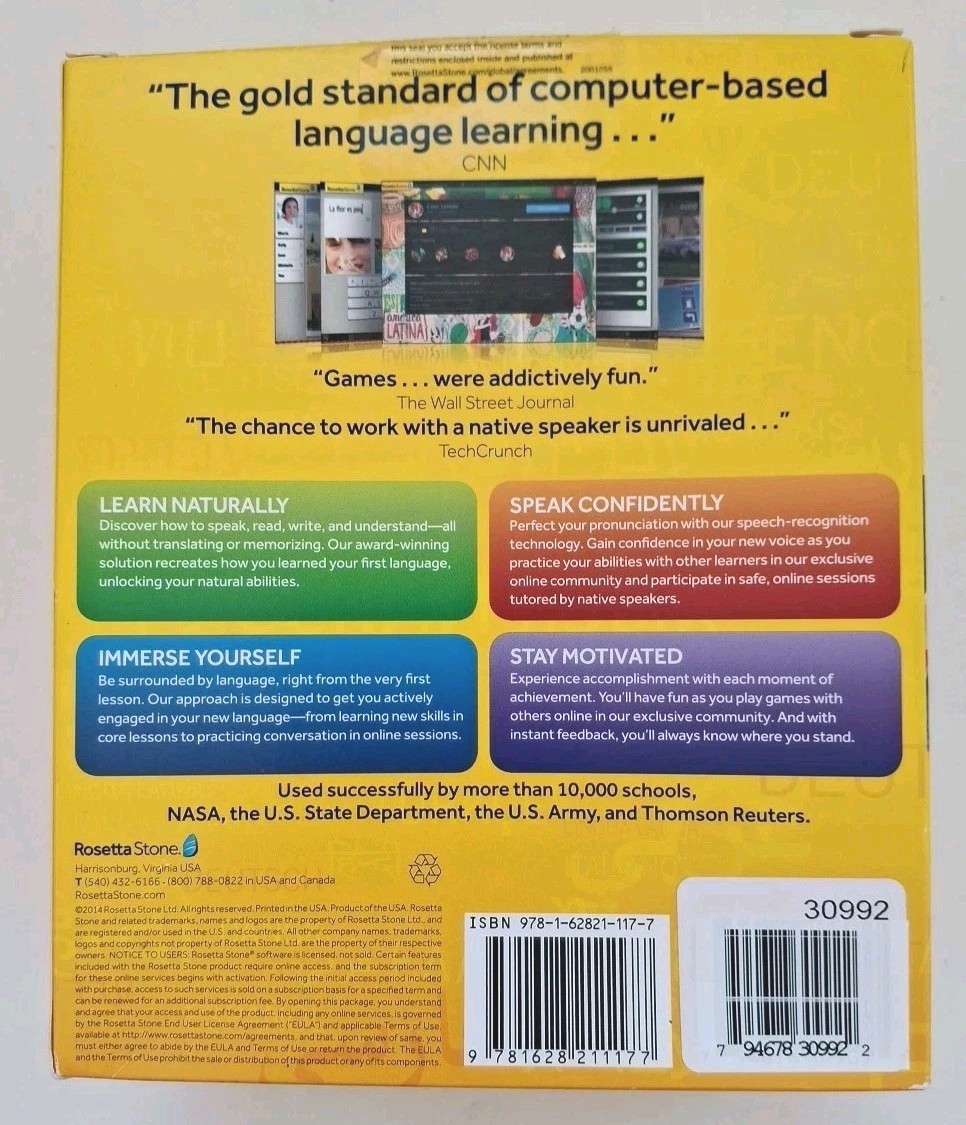 ROSETTA STONE Espanol SPANISH Latin America Level 1-5 COMPLETE SET Open Box