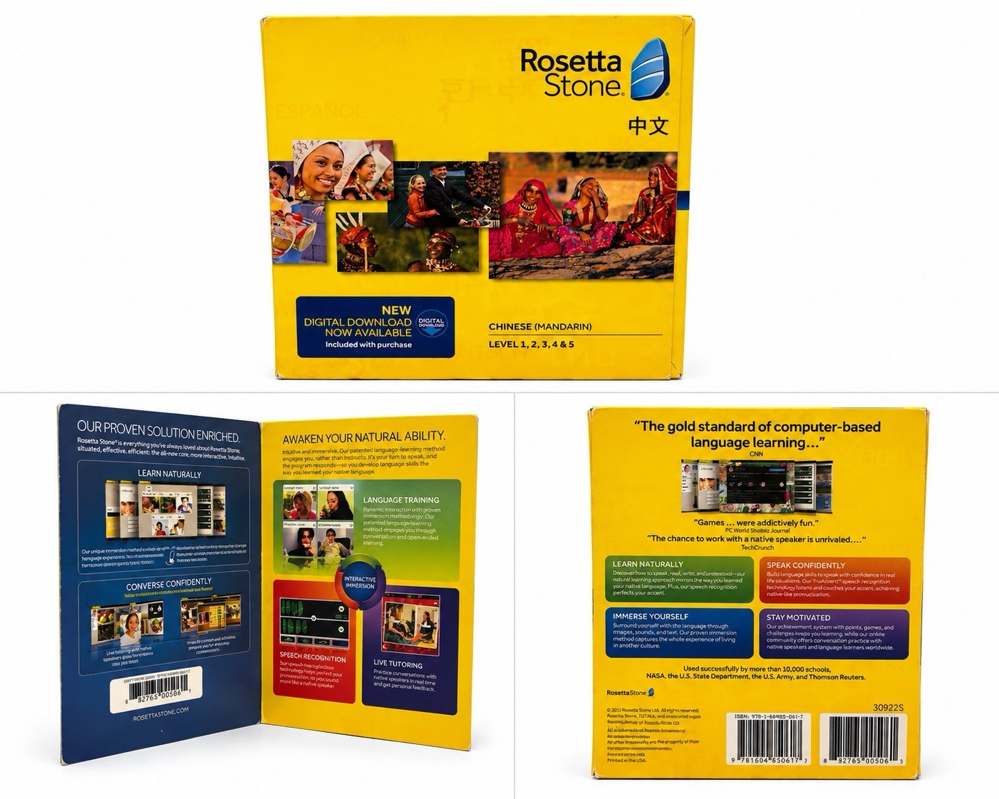 Rosetta Stone Chinese Mandarin Level 1,2,3,4,&5 COMPLETE w/ Headset New Sealed