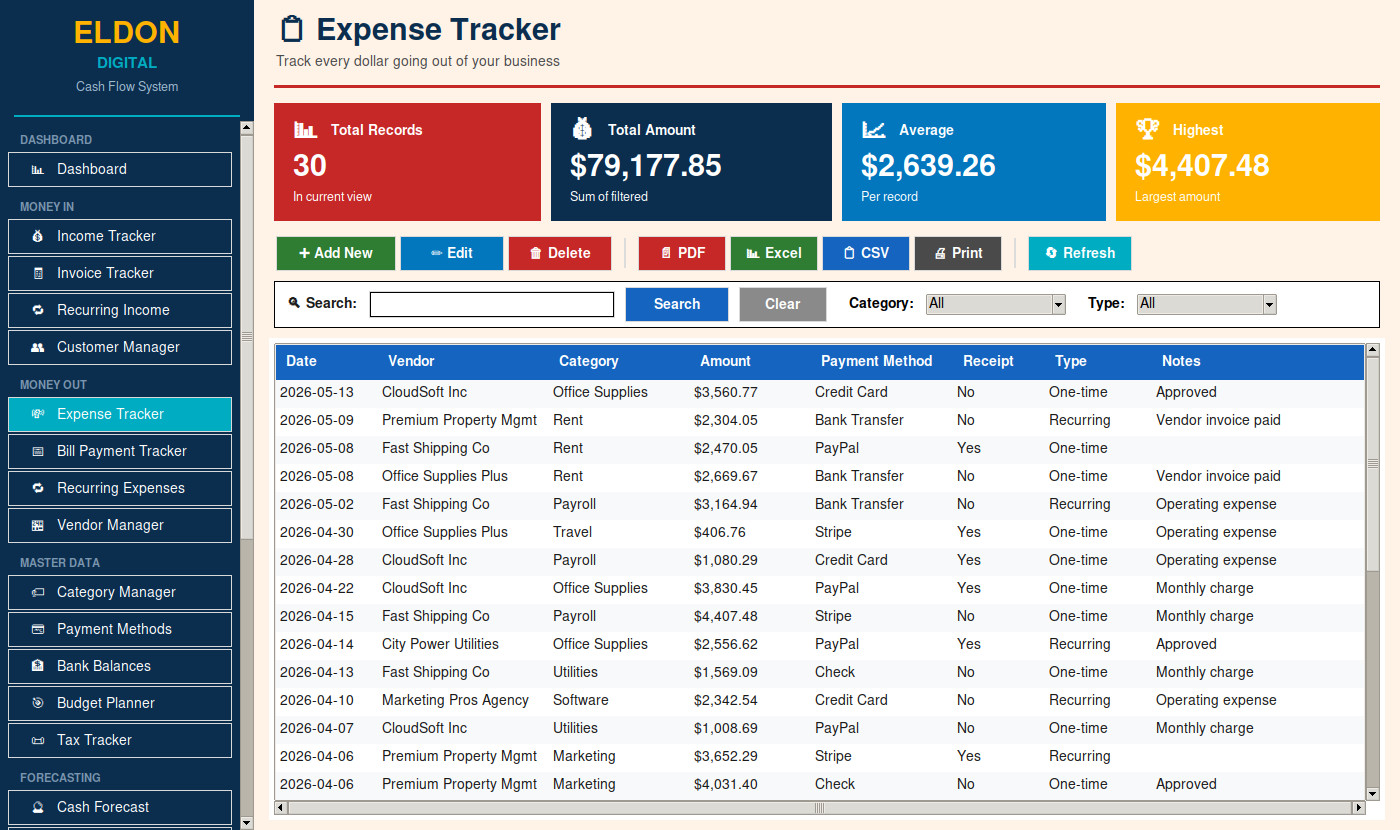 Cash Flow Management Software on USB Small Business Accounting App for Win &Mac