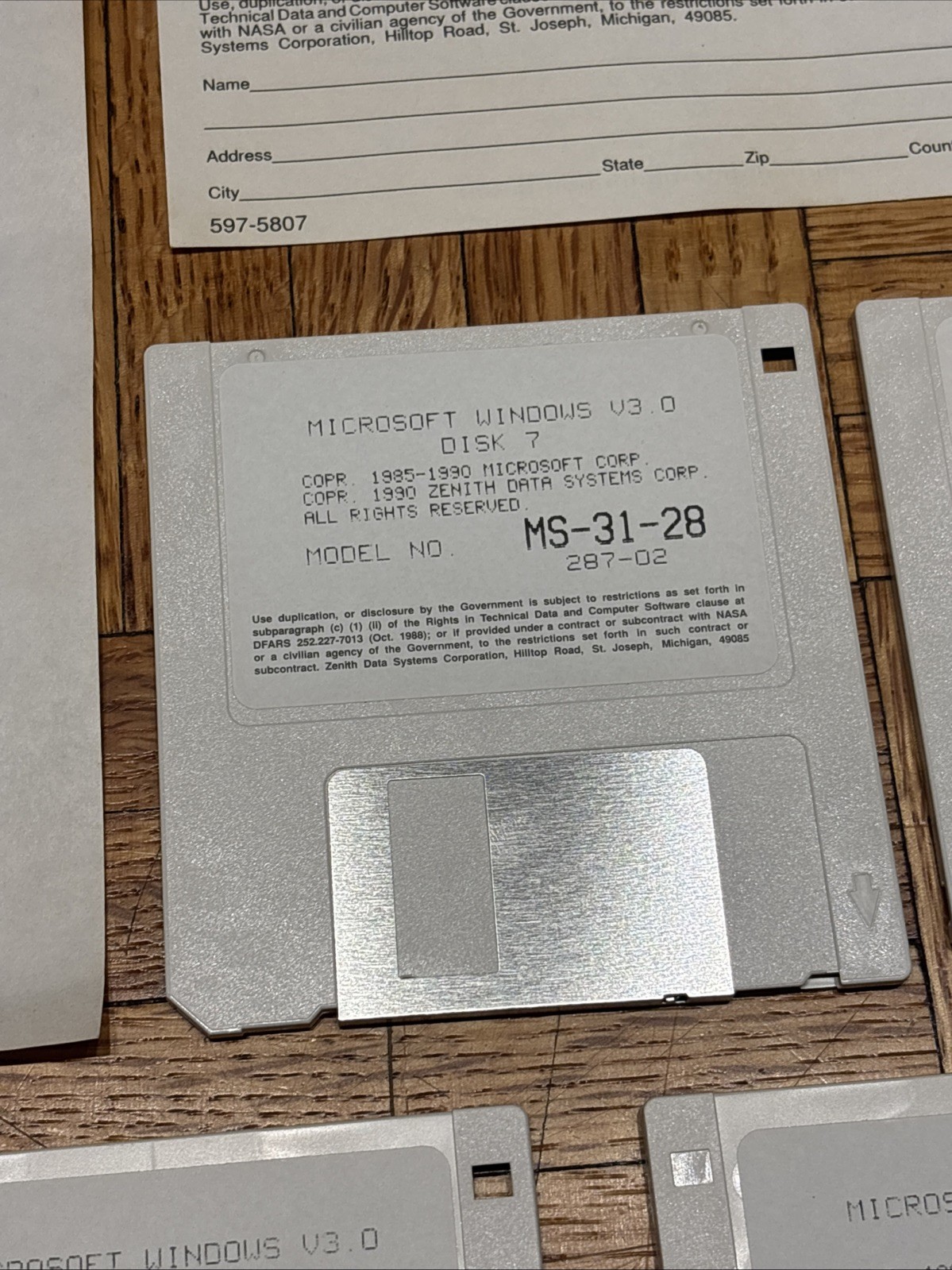Vintage Zenith Microsoft MS-DOS 3.0 Operating System 3.5 Floppy Disks & Manual