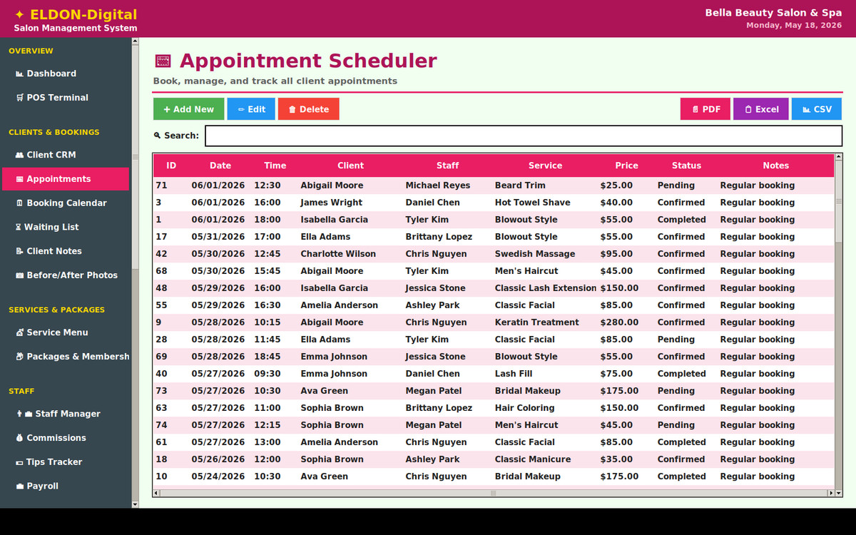 Salon Management Software USB Spa POS Booking Invoice System Windows Mac
