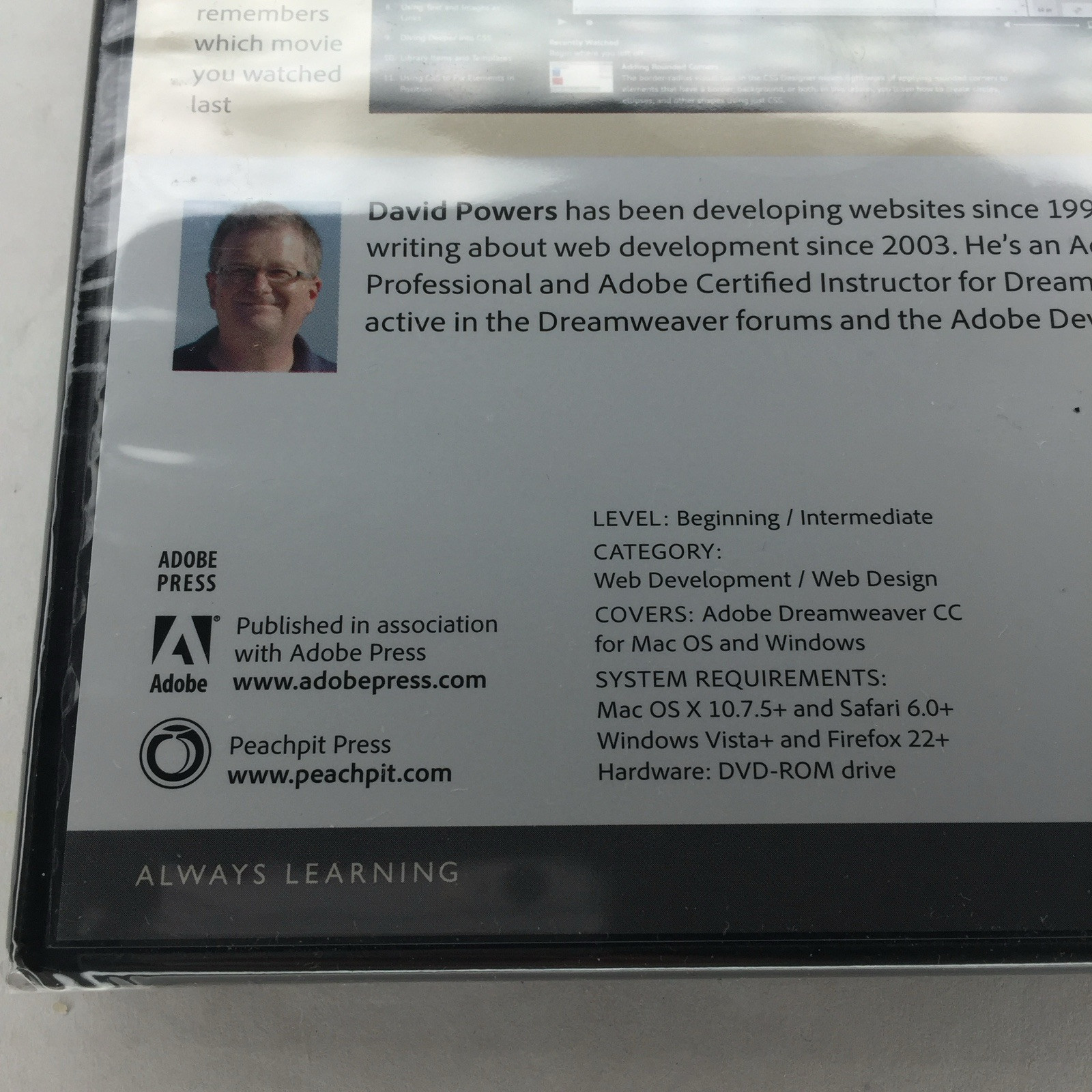 Adobe Dreamweaver CC: Learn by Video 2014 David Powers PC DVD-ROM Brand New OOP