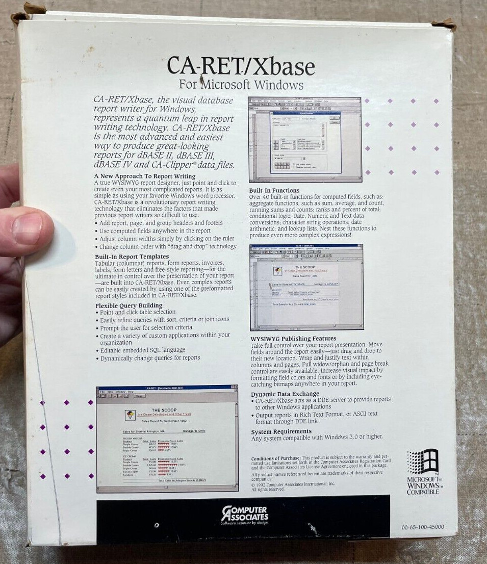 Vintage CA-Ret/ Xbase Visual Report Writer NOS Computer Associates Rare