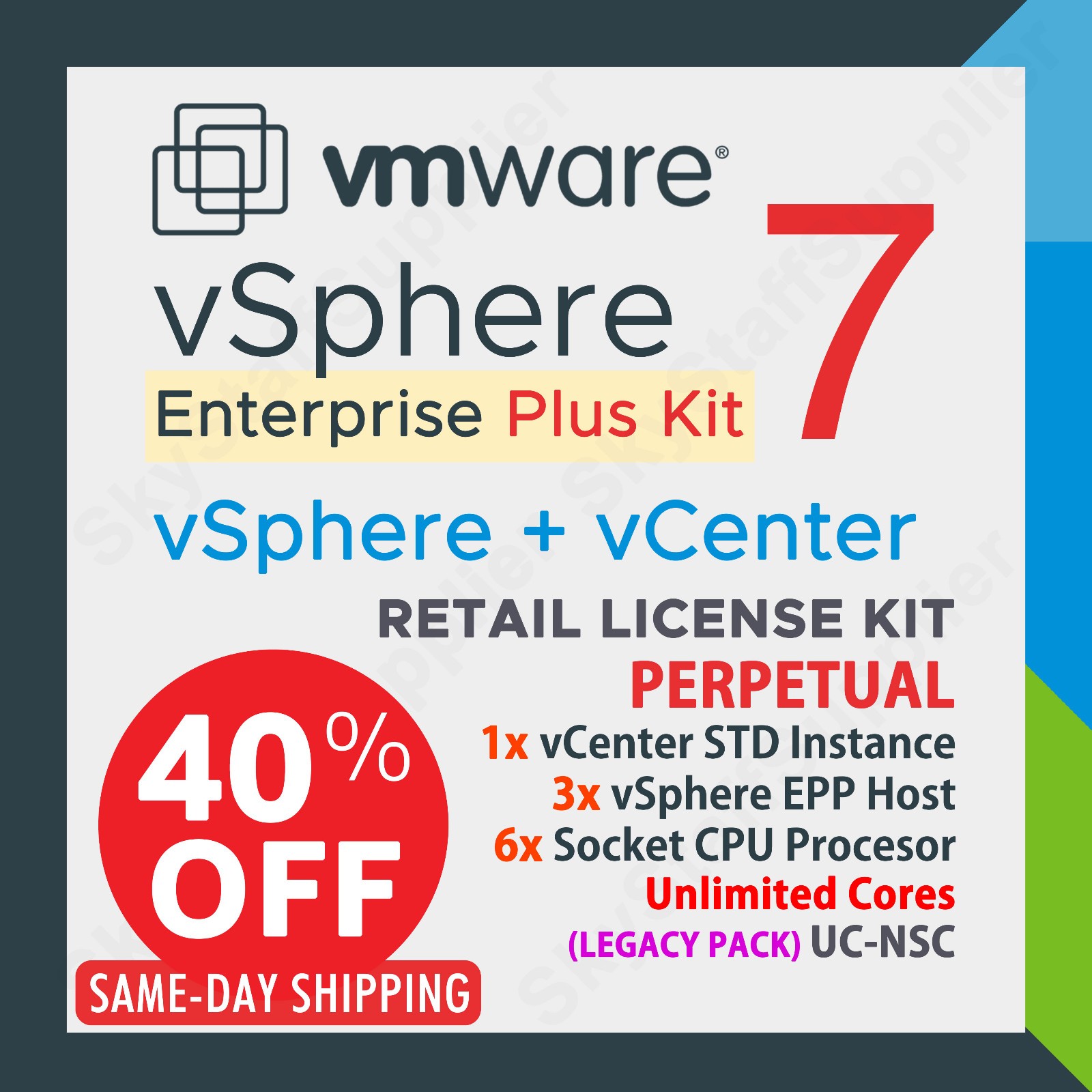 VMware vSphere v7 ENTERPRISE Plus Kit for 3 hosts + vCenter 7 – UC NSC BRAND NEW