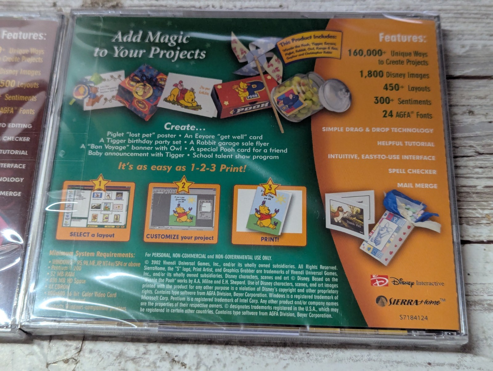 Disney Print Artist CD (2) ~ Scrapbooking Crafts Character Images Pooh Mickey