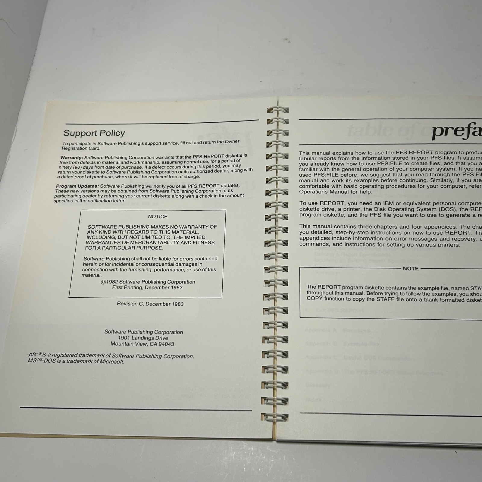 PFS: Report PC IBM DOS Software & Manual 1982 5.25″ Floppy Disks