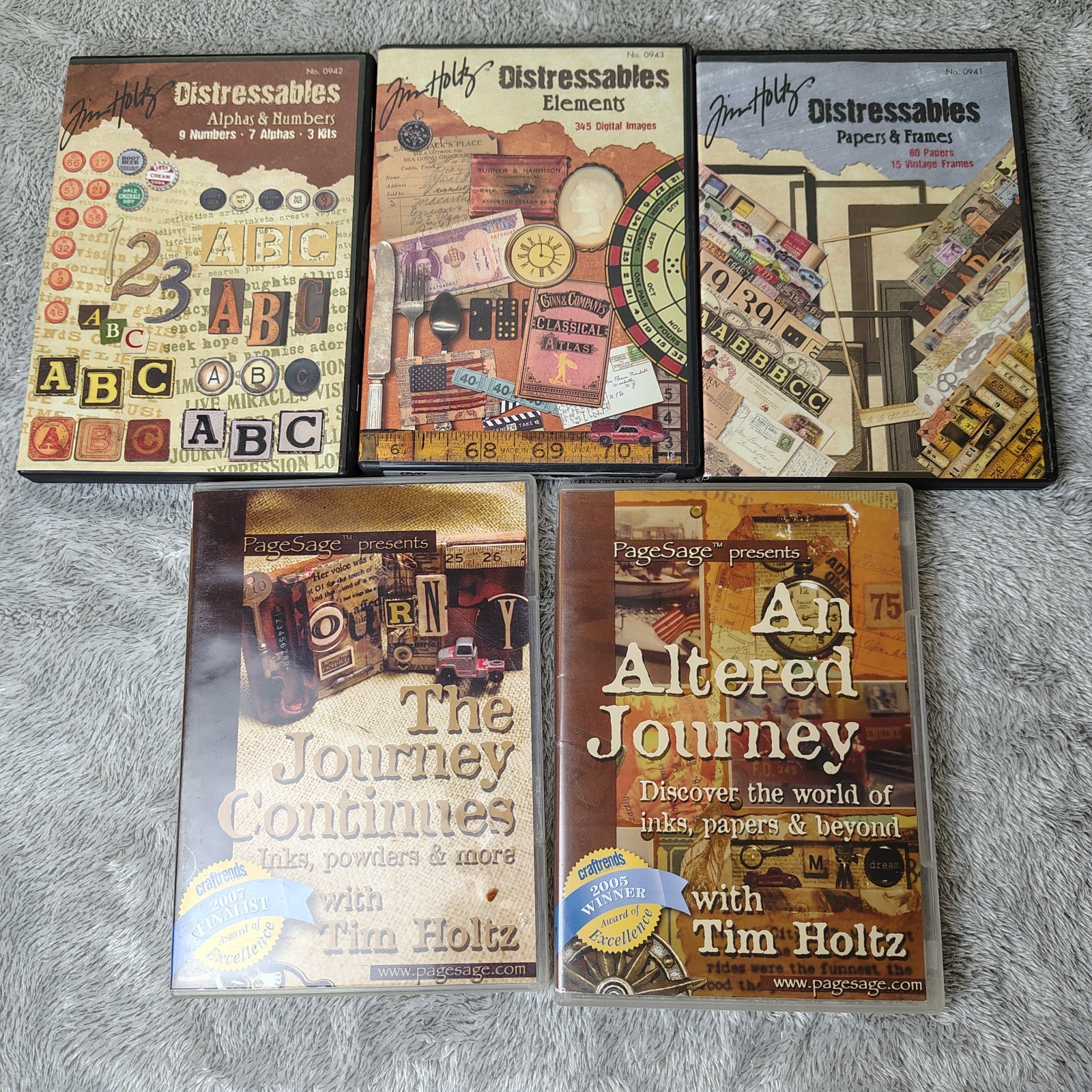 TIM HOLTZ DISTRESSABLES CD Lot with DVDs 5 total Scrapbooking Cardmaking Design