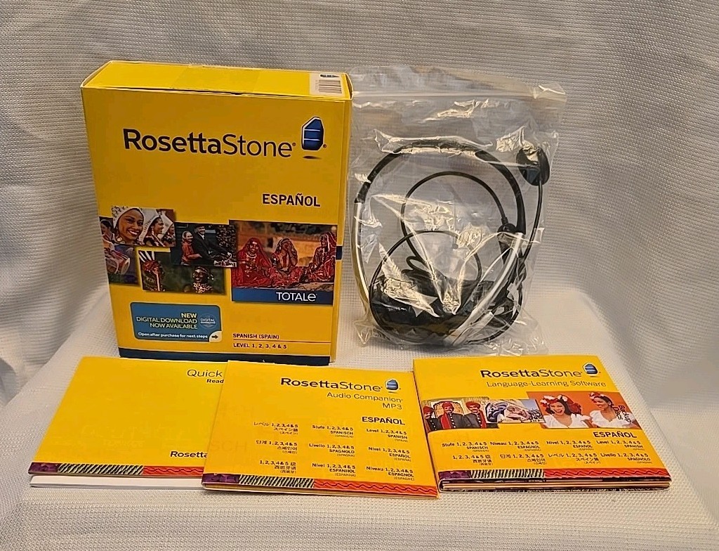 Rosetta Stone V4 TOTALe: Spanish (Spain) Level 1-5 Set Headphones Audio Mexican