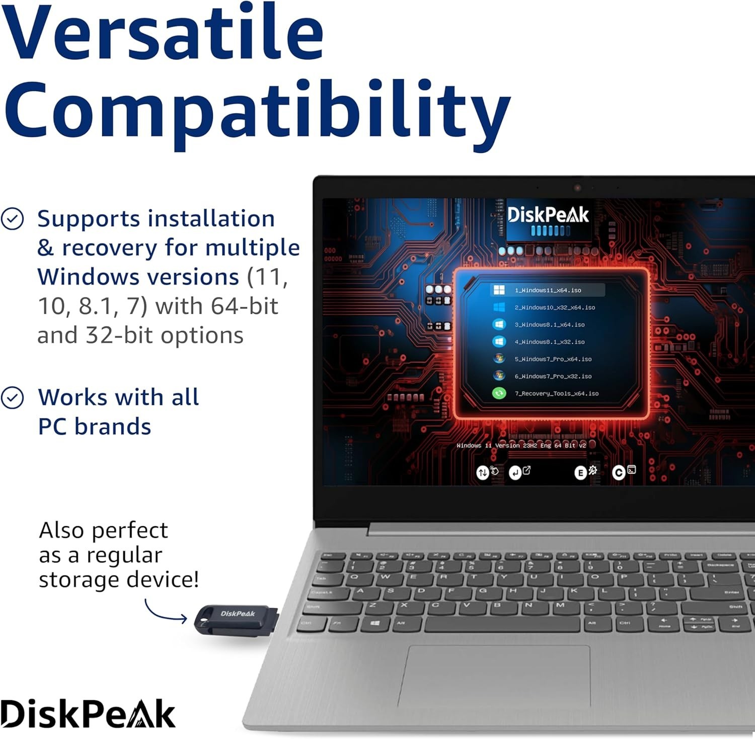 Universal 64GB Bootable USB Drive for Windows – Type-C & A – 150MB/s Speed