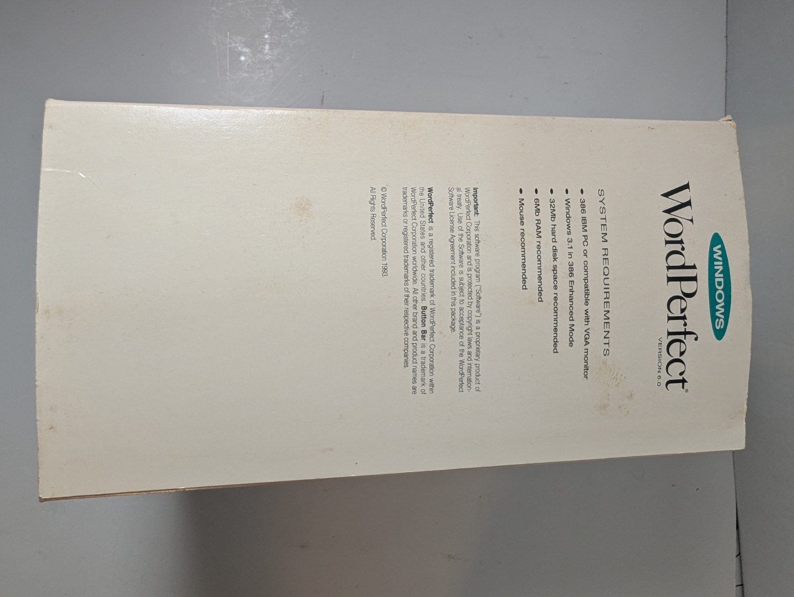 WordPerfect Upgrade 6.0a For Windows 3.1 Unused New Sealed Disc