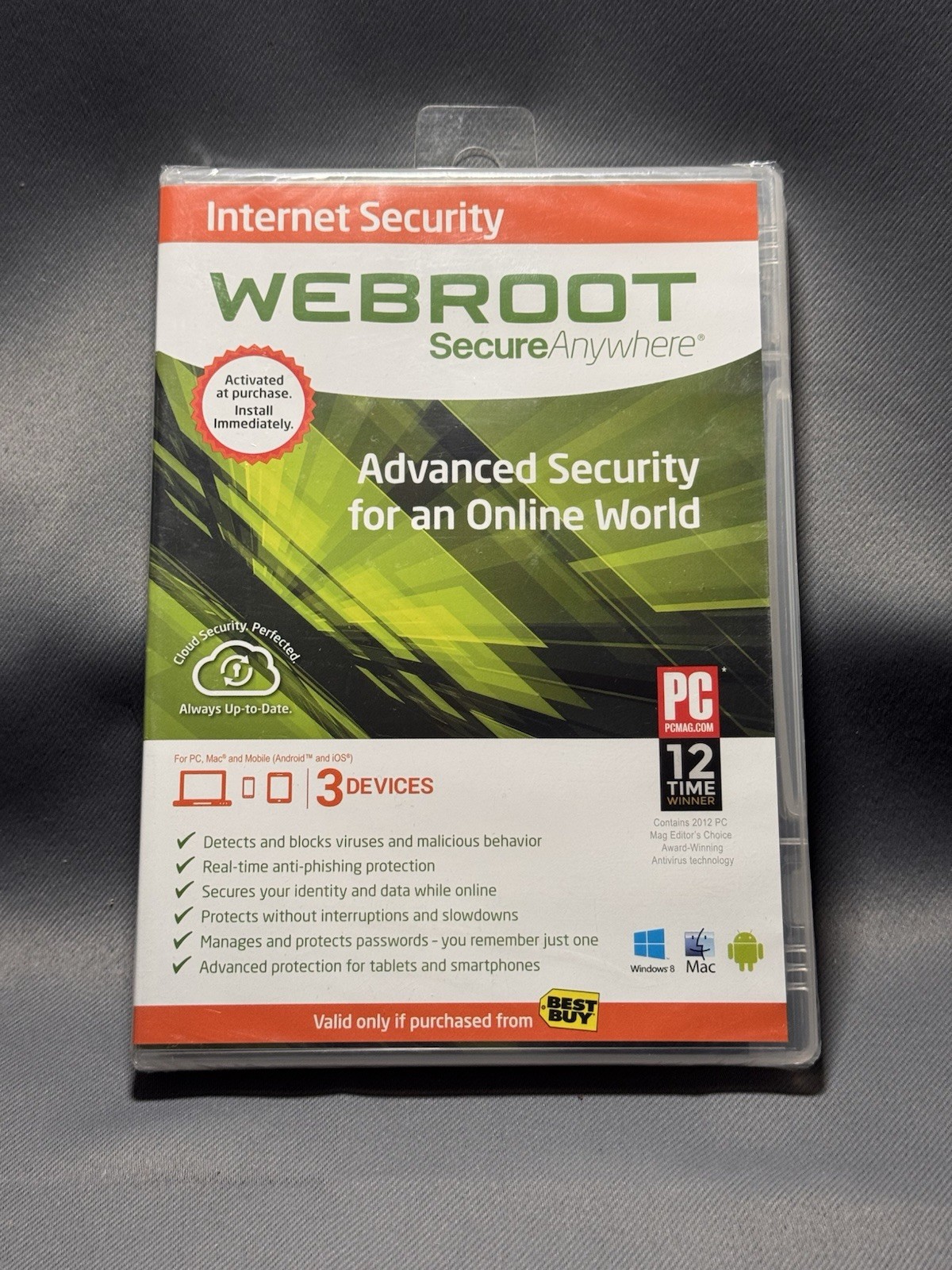 Webroot SecureAnywhere Internet Security CD 3 Devices Windows Mac Android iOS