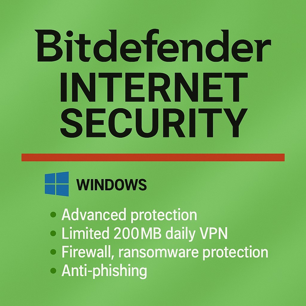 Bitdefender Internet Security – 2 Years 1 Windows Devices + Daily VPN