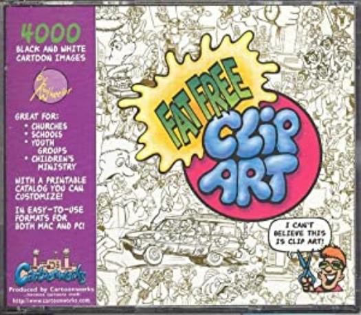 Fat Free Clip Art PC MAC CD 4000 black white cartoon images customize photos!