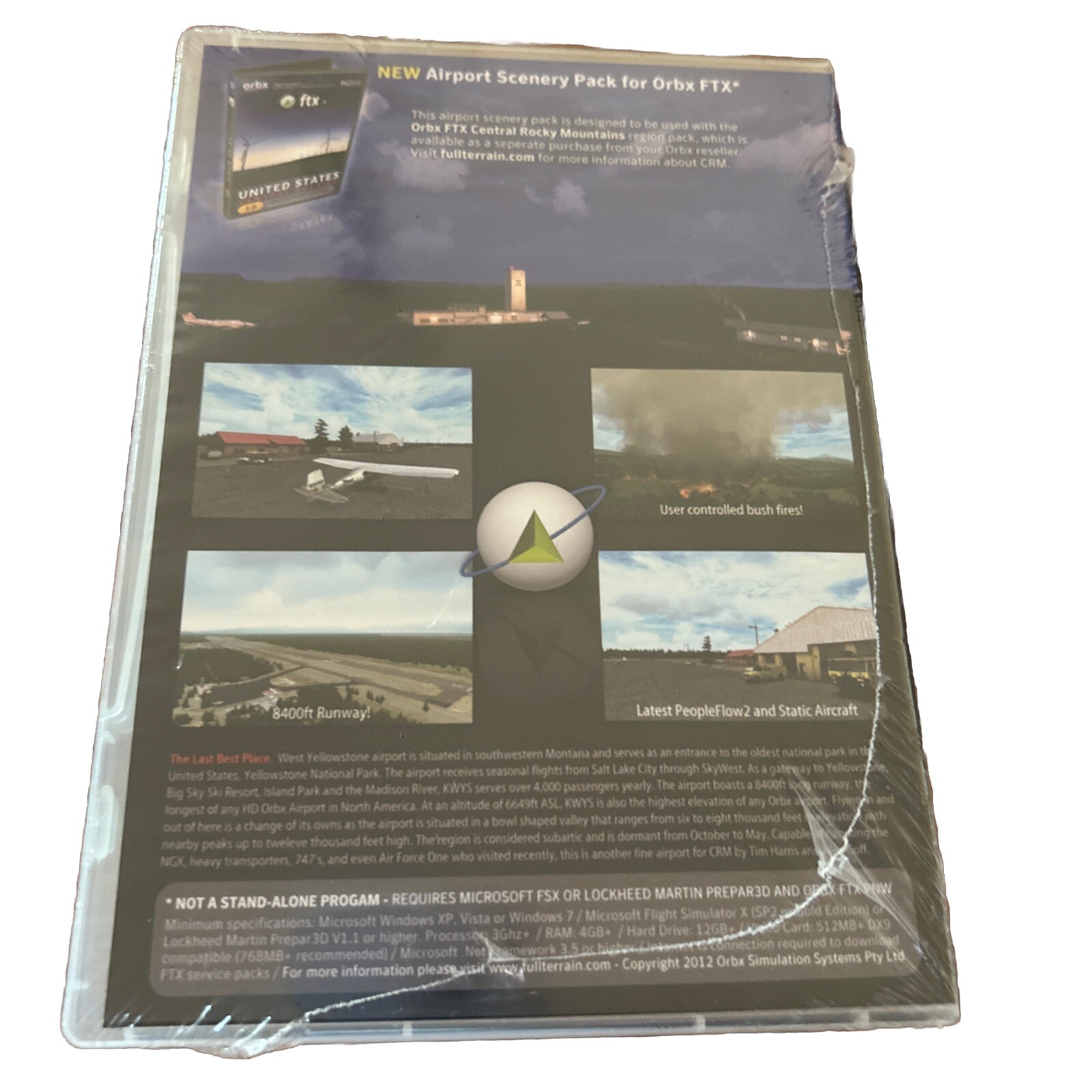 Orbx FTX : West Yellowstone , New Sealed PCDVD – Flight Simulator X Prepar 3D