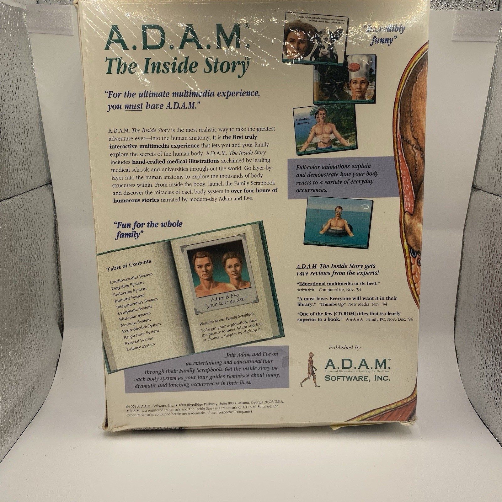 A.D.A.M. The Inside Story 1995 Medical Instructional CDROM Macintosh Anatomy Vtg