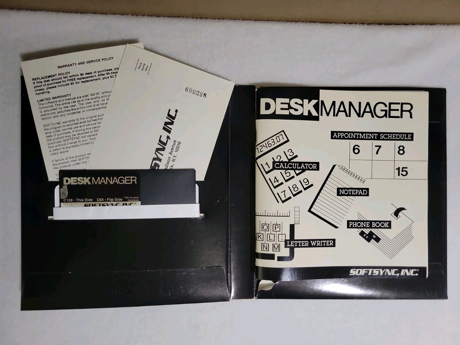 C64 Desk Manager Softsync, Inc. – Commodore 64/128 5.25 Disk – Complete
