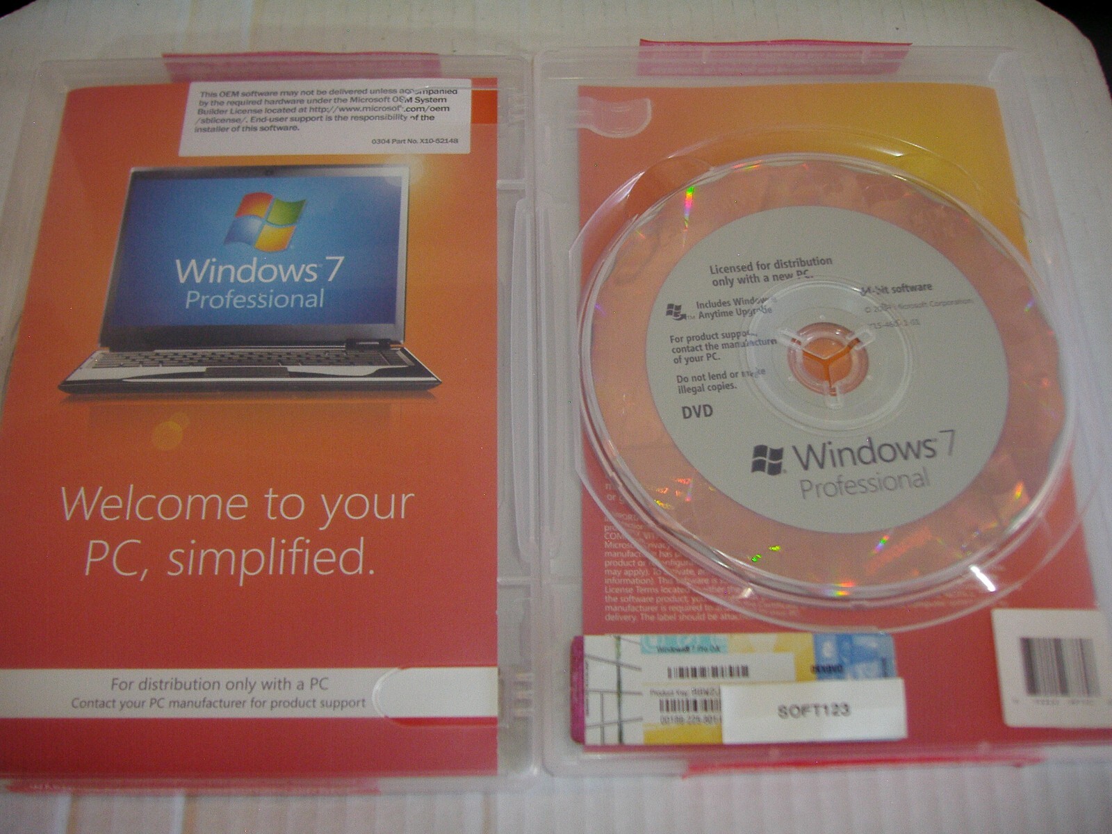 Brand Microsoft Windows 7 Professional 64 bit x64 Full English DVD MS W G1N