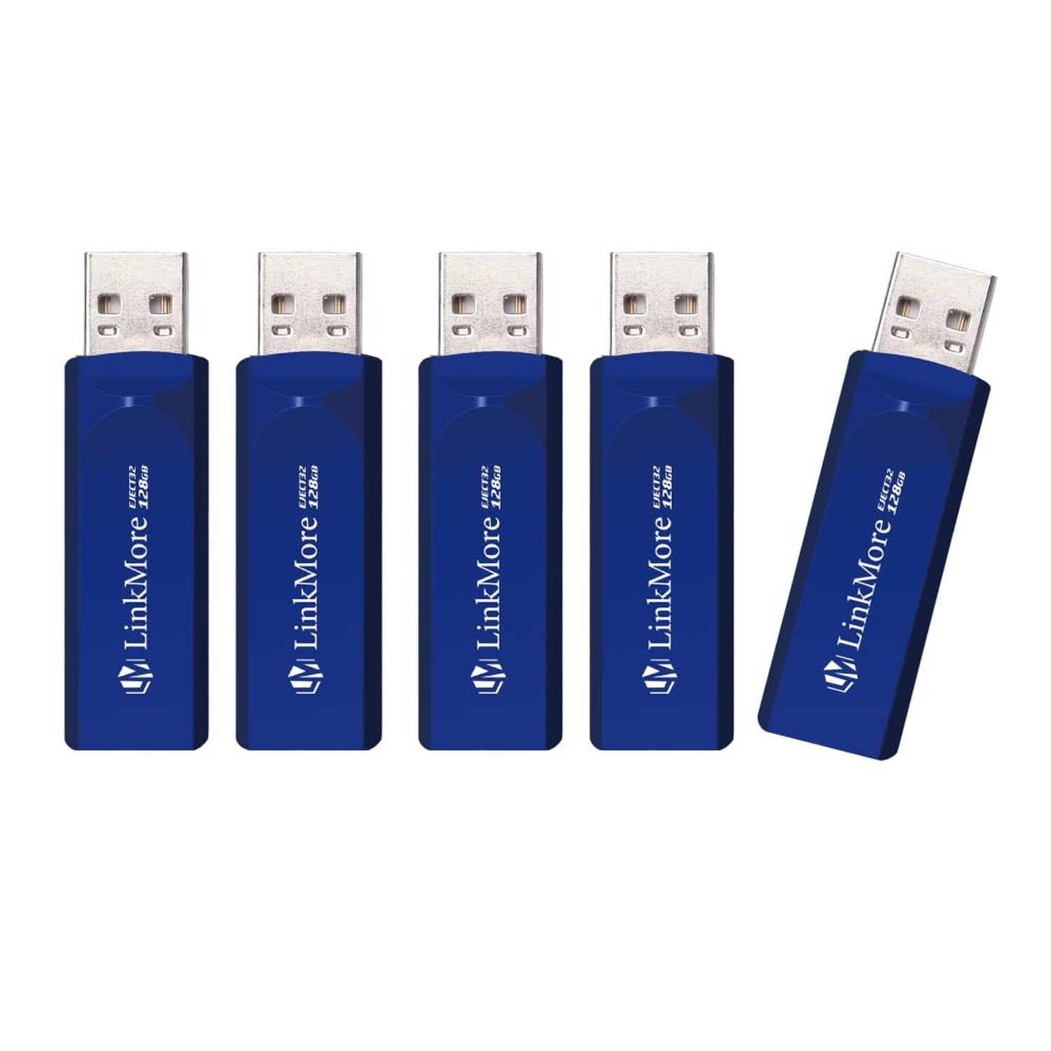 LinkMore 128GB (5 Pack) EJECT32 USB Flash Drive – USB 3.2 Retractable Memo