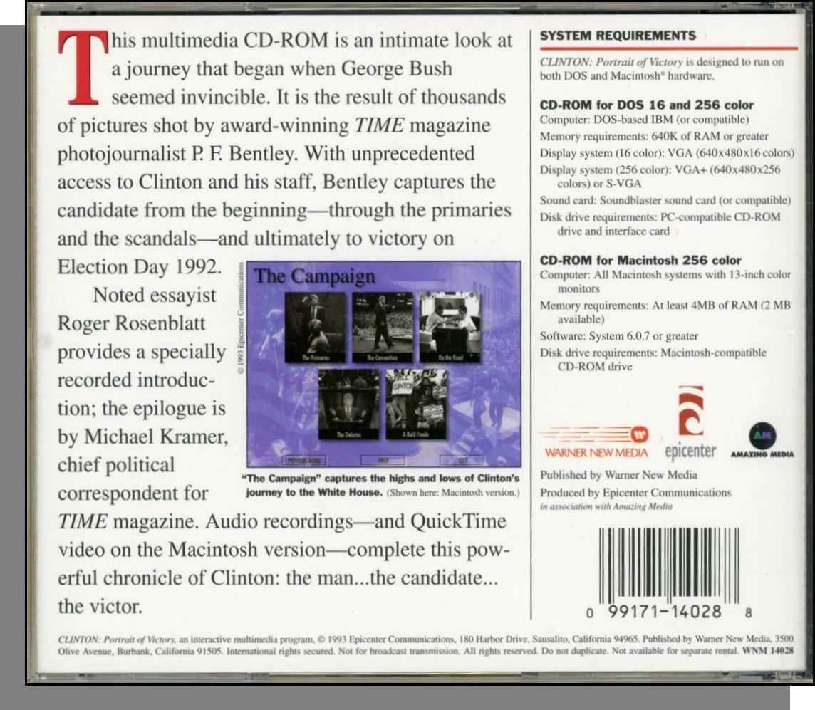 Clinton: Portrait of Victory (1993) – New Multimedia CD-ROM for Windows or Mac!