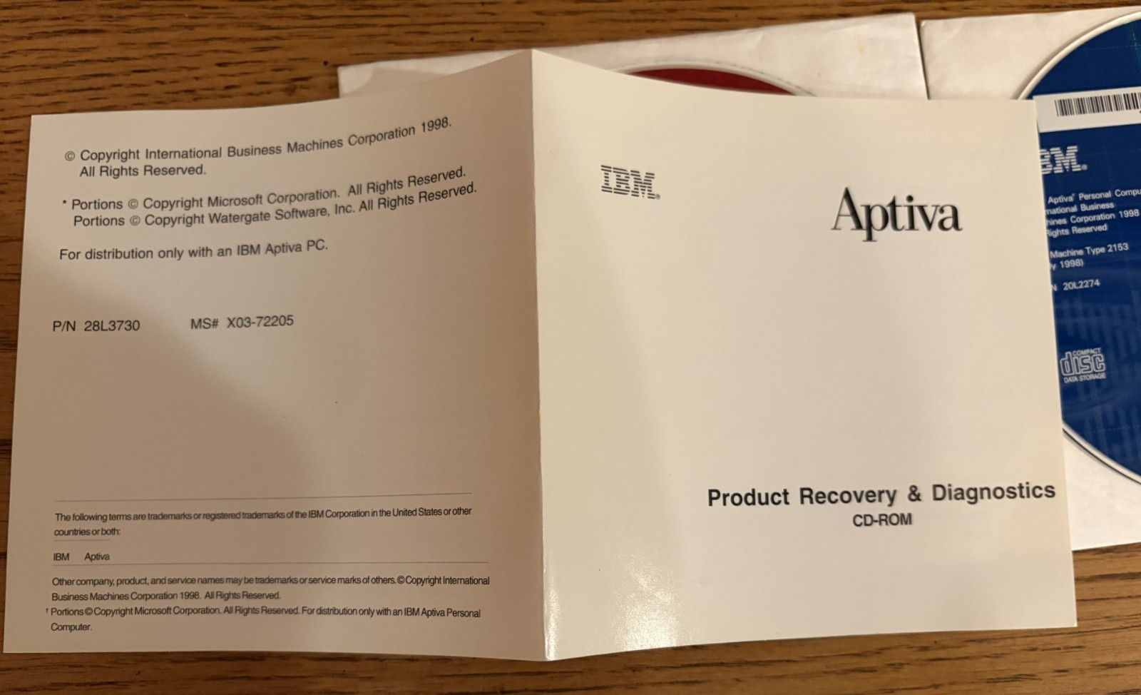 IBM Aptiva Product Recovery &Diagnostics CD + Applications CD-ROM Model 2158