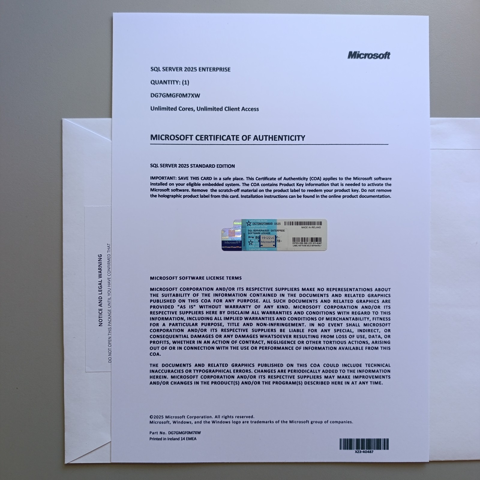 Microsoft SQL Server 2025 Enterprise – CoA | Unlimited Cores and Unlimited CALs