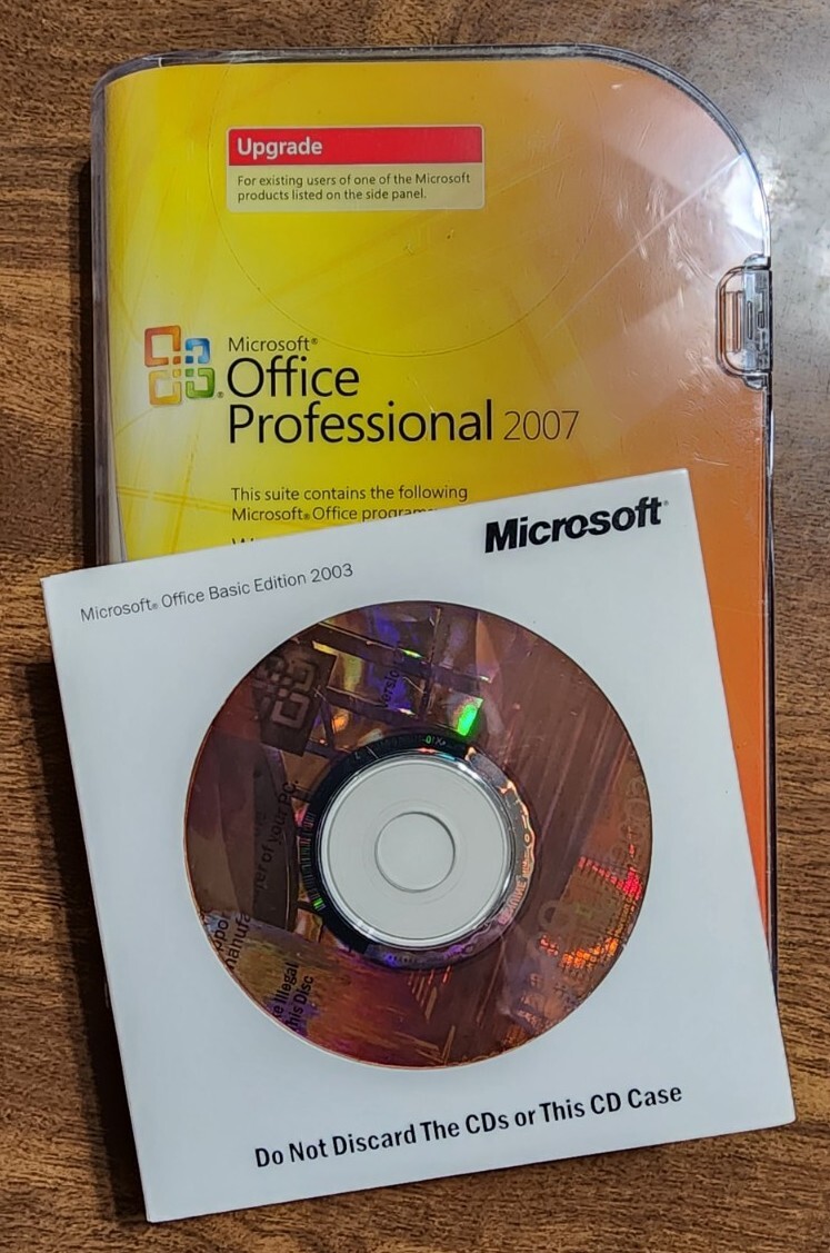 MS Office Basic 2003 + MS Office Pro 2007 Upgrade w/ Product Keys