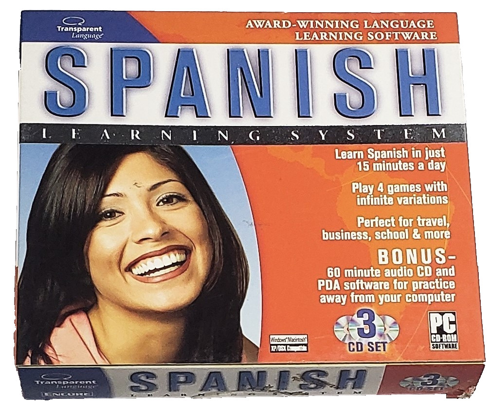 Encore Spanish Learning System – 3 PC Windows and Mac CD-ROM Set -New-Sealed-