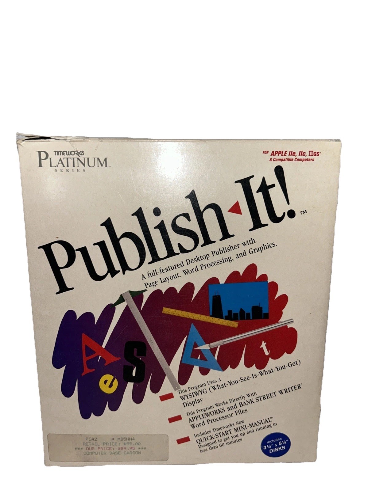 Timeworks Platinum Publish-It! for Apple IIc, Appleoworks and bank street writer