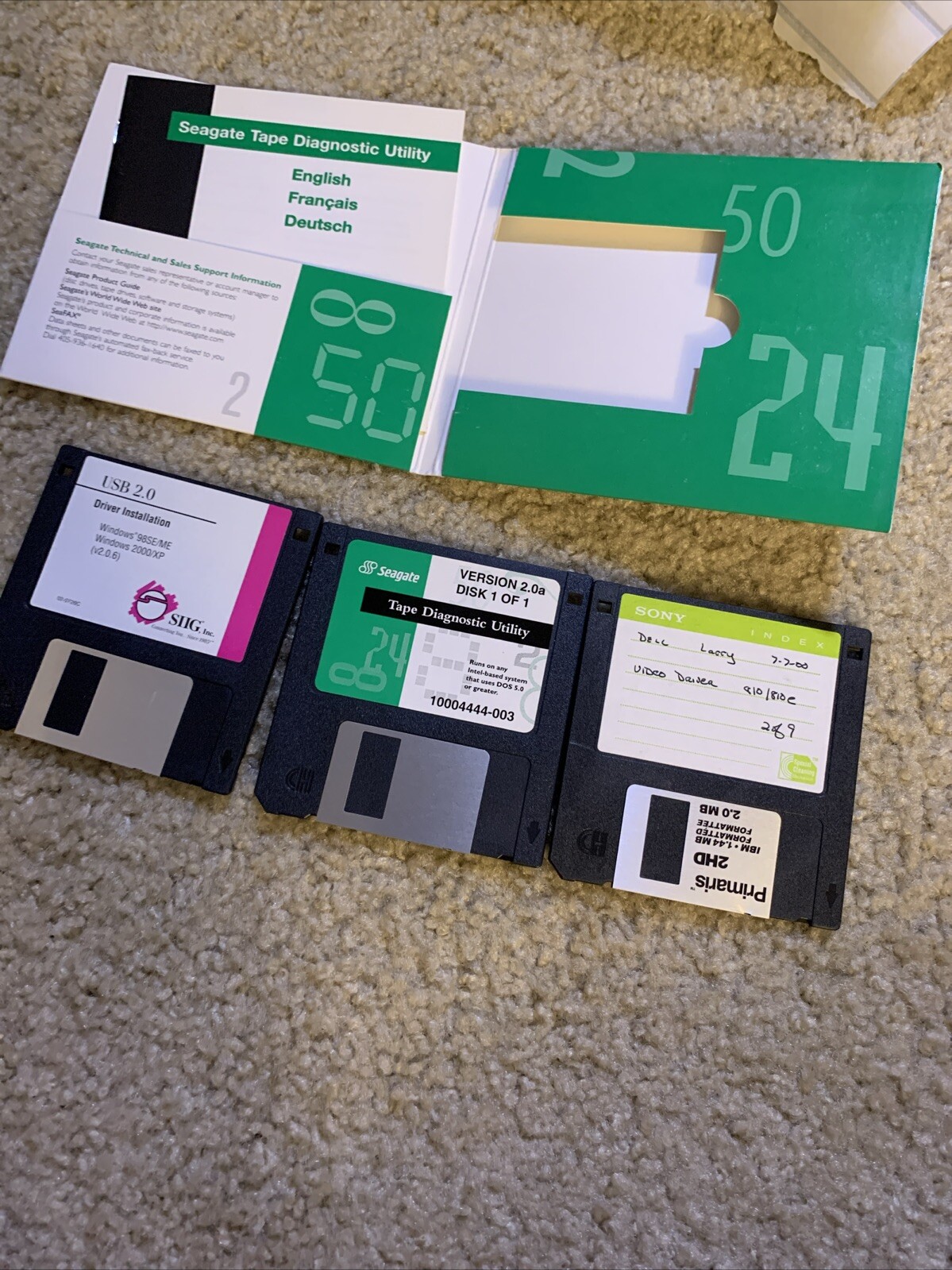 Seagate Tape Diagnostic Utility DOS 5.0 floppy disc + Driver Installation Disc