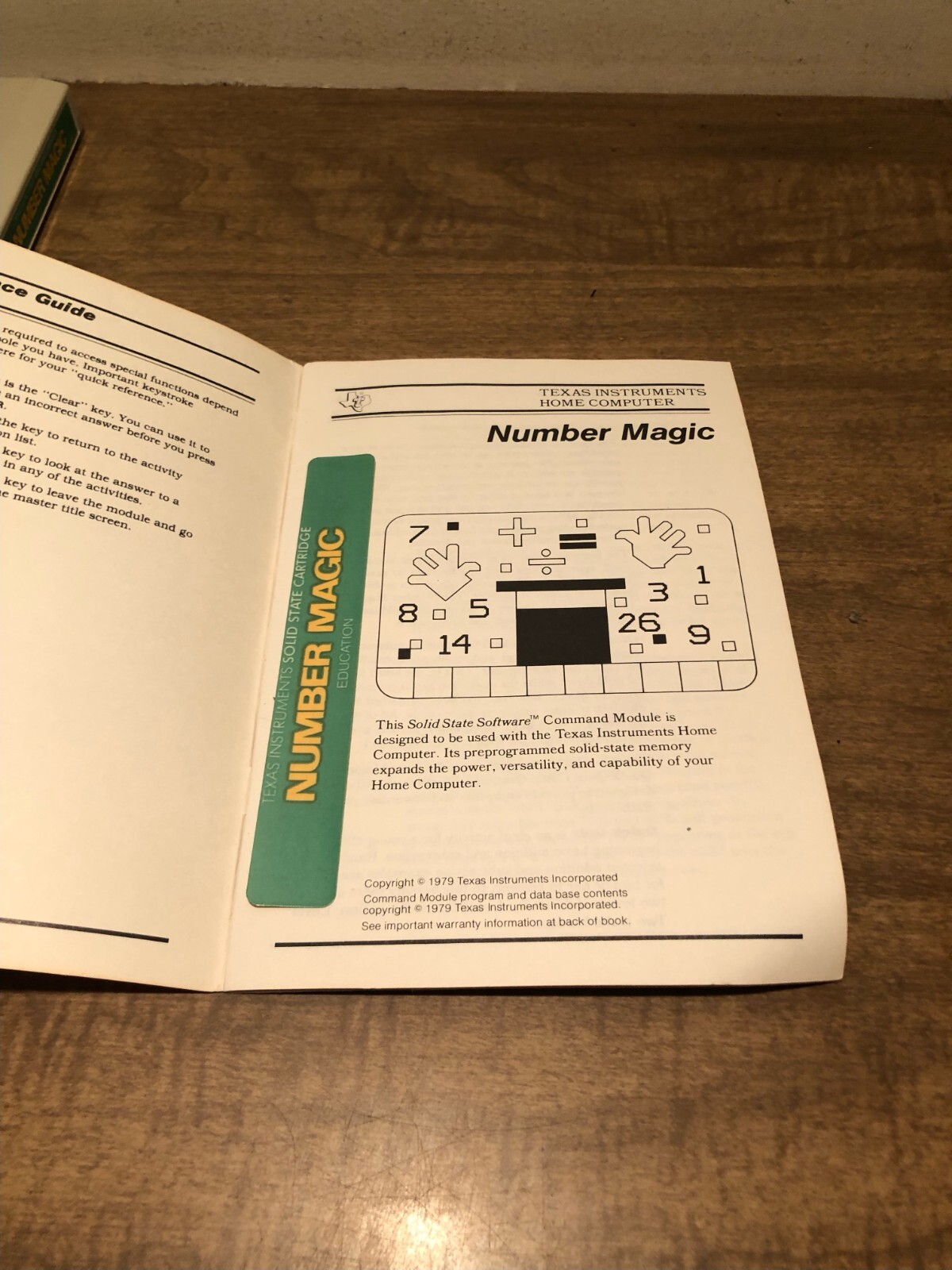 Texas instruments 1982 Number Magic Ti-99/4A Cartridge & Manual