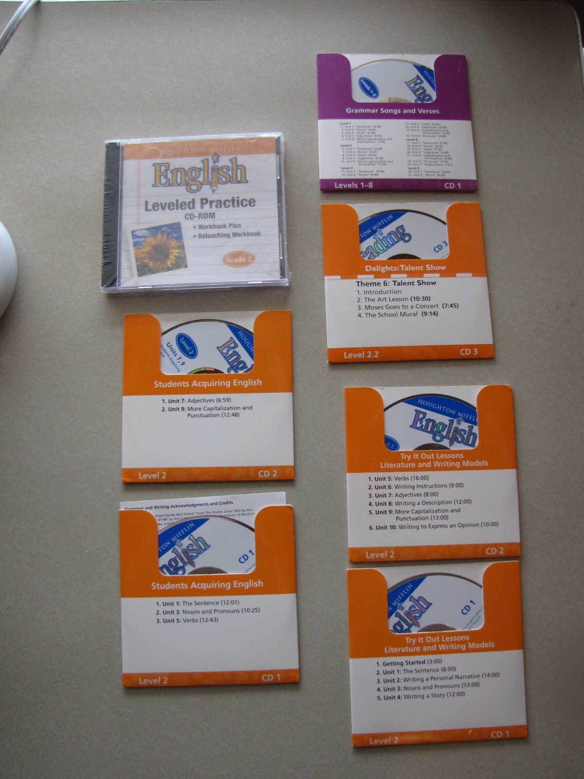 Houghton Mifflin English Leveled Practice CD-ROM and 6- LV 2 English CD’s