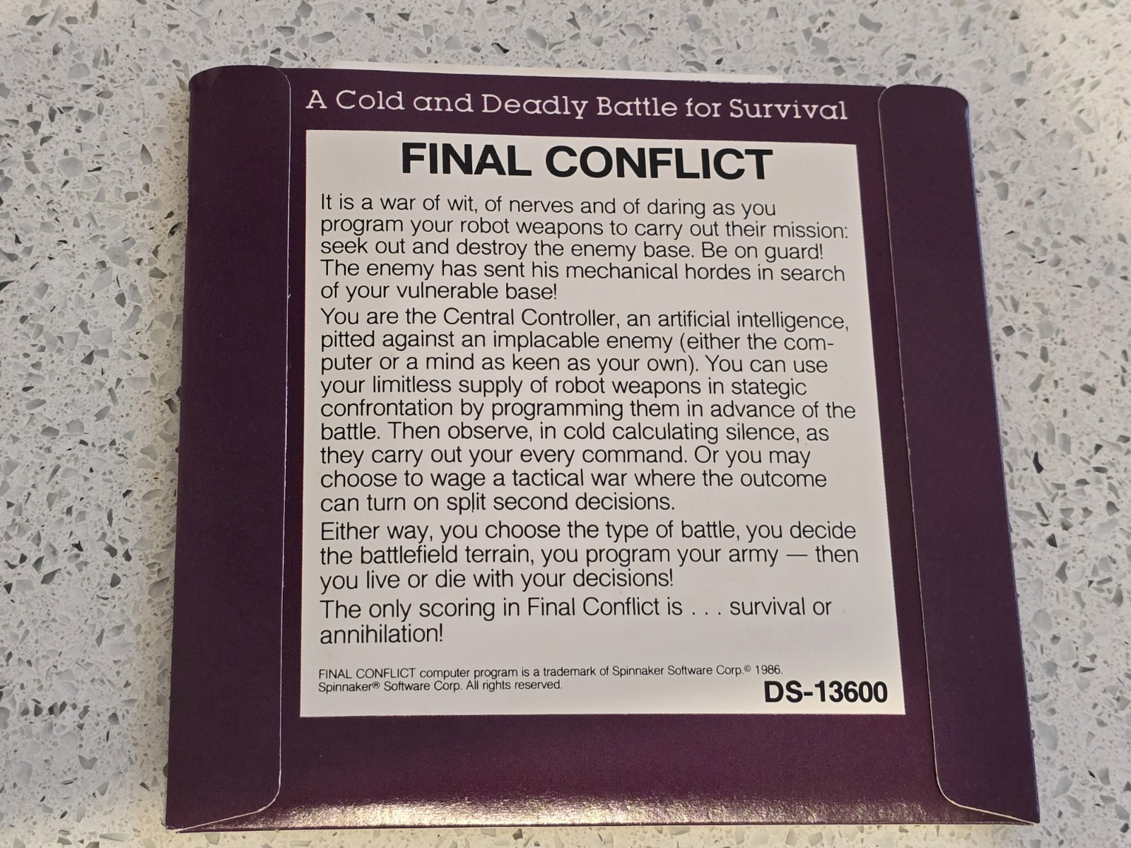 Commodore 64 Final Conflict Floppy 5.25″ disk Vintage Game 1980s