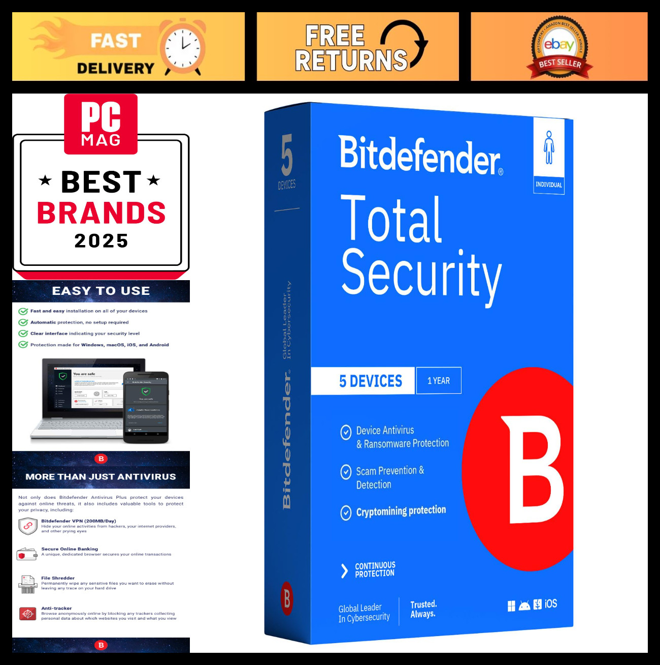 Complete Antivirus & Internet Security Suite – 5 Devices, 1 Year Subscription, P
