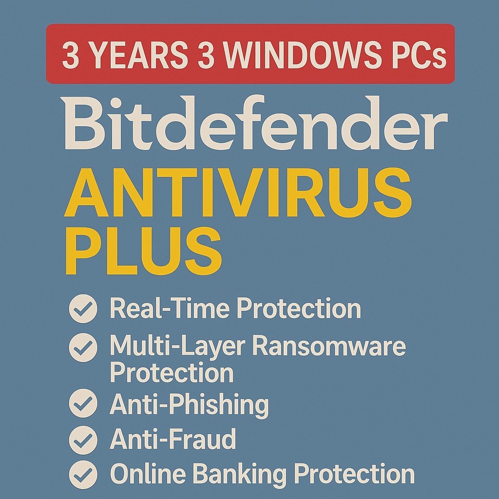 Bitdefender Antivirus Plus 2026 – 3 Years 3 WINDOWS PC – NEW Version