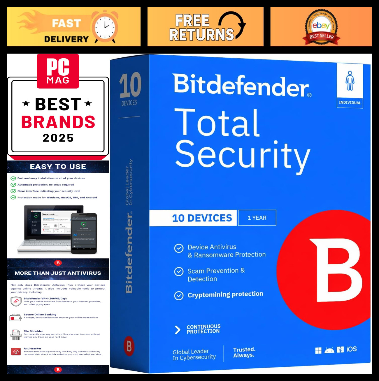 Complete Antivirus & Internet Security Suite – 10 Devices, 1 Year Subscription,