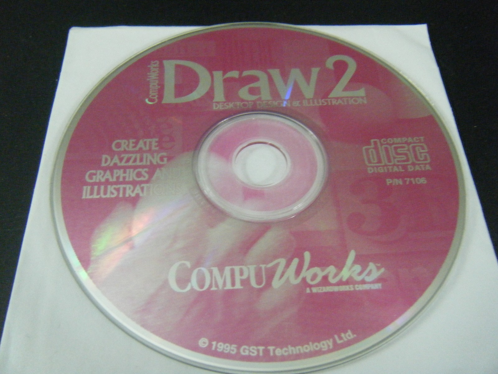 CompuWorks Draw2 Desktop Design & Illustration (PC, 1995) – Disc Only!!