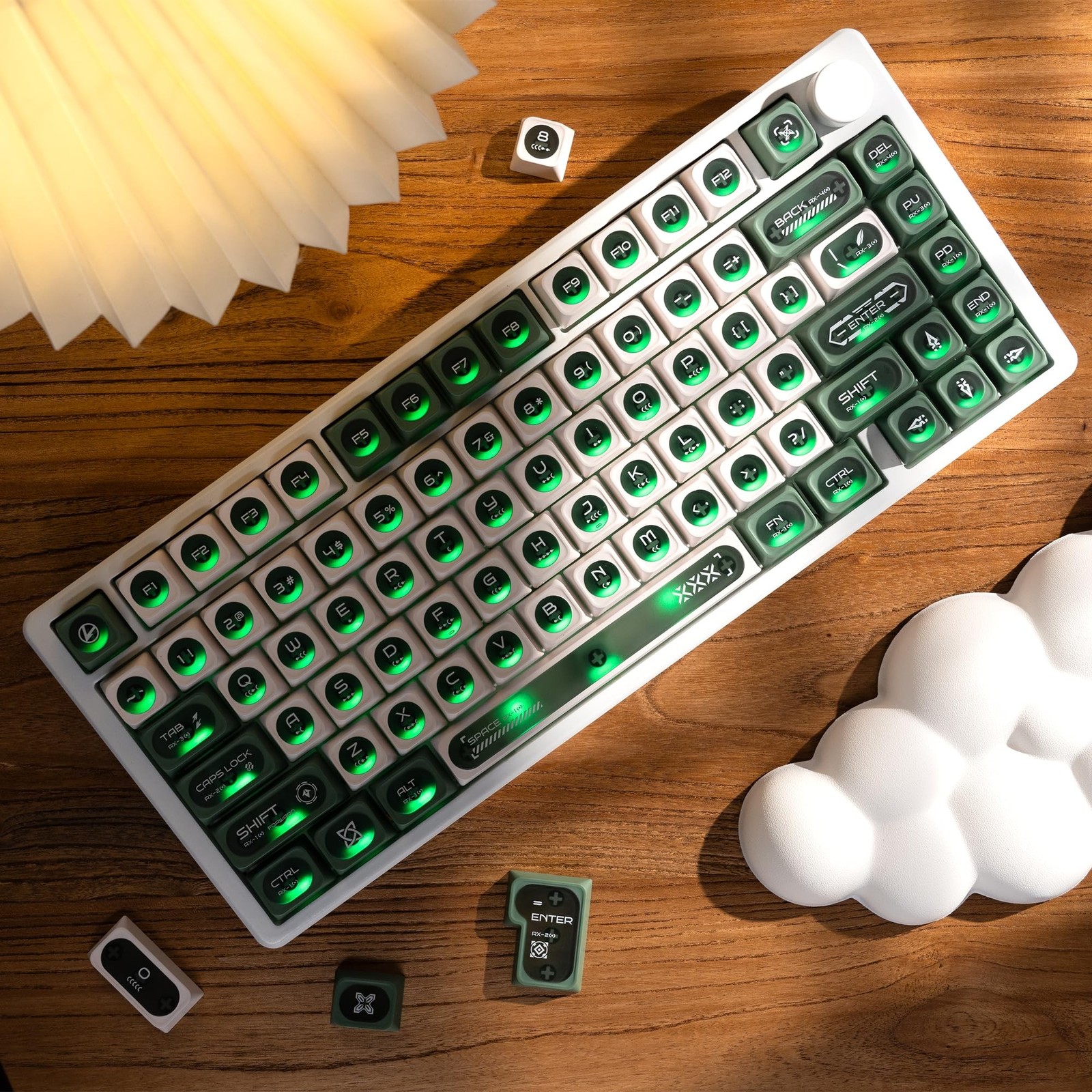 OHY XVX Green and White Shine Through Keycaps for Mechanical Keyboards – 136 …