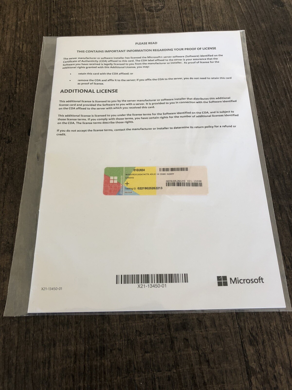 Windows Server 2016 Data Center Additional 4 Core License inc VAT Invoice