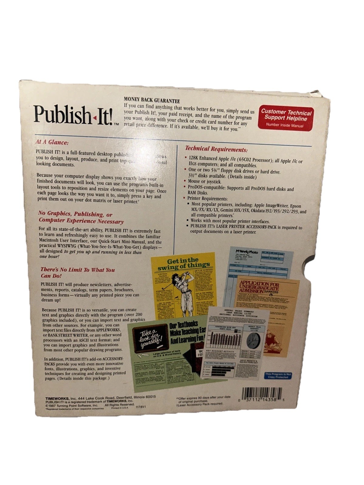 Timeworks Platinum Publish-It! for Apple IIc, Appleoworks and bank street writer