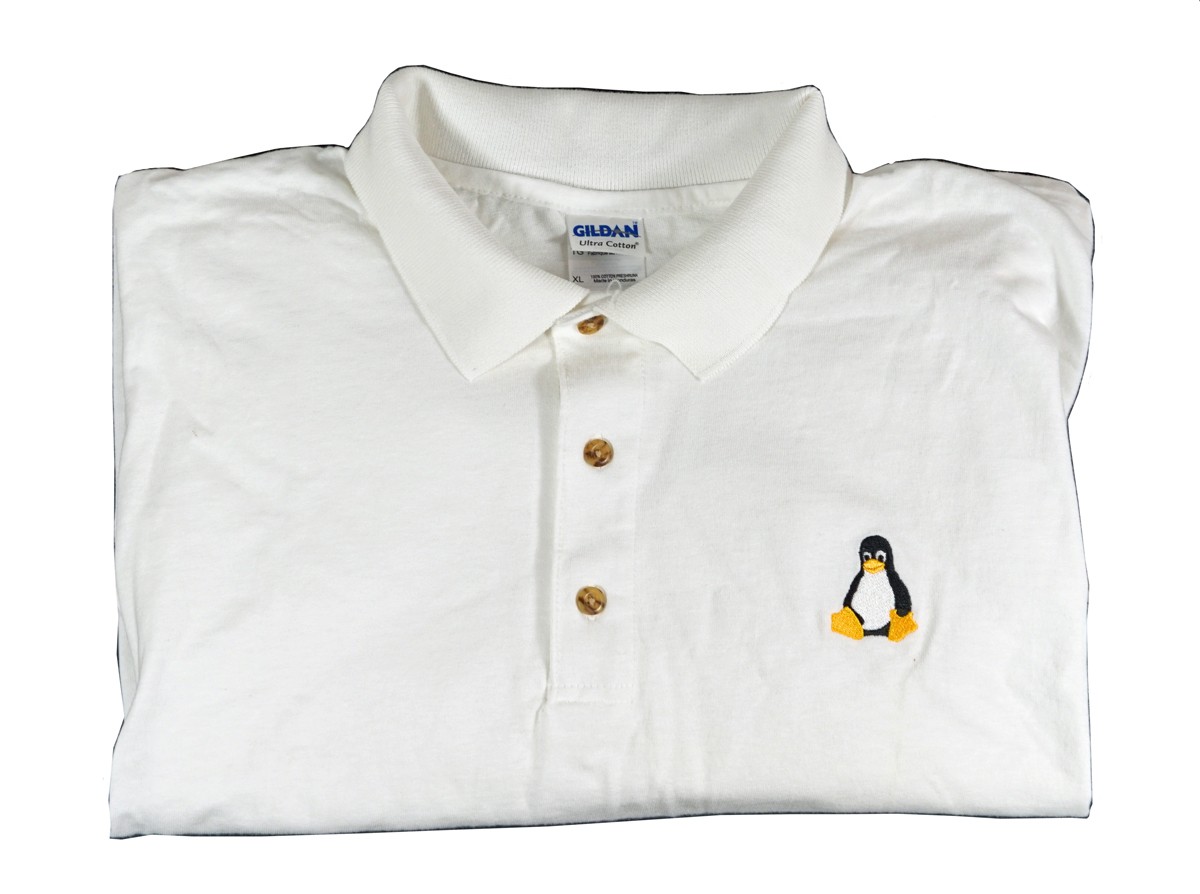 Tux the Linux Penguin Short Sleeve Polo Shirt (X-Large, XL White)